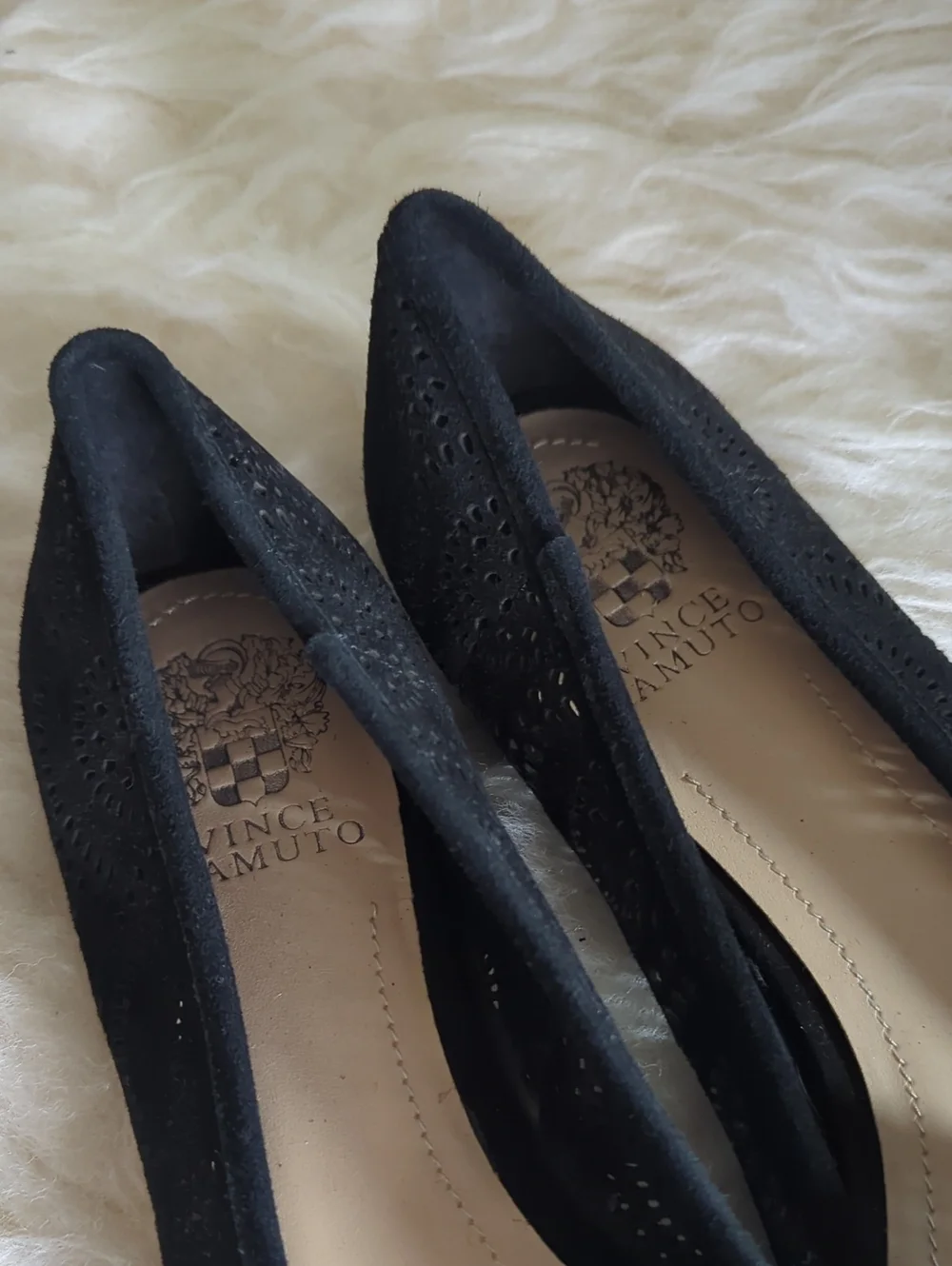 Vince Camuto - Black Laser-Cut Slip-On Flats